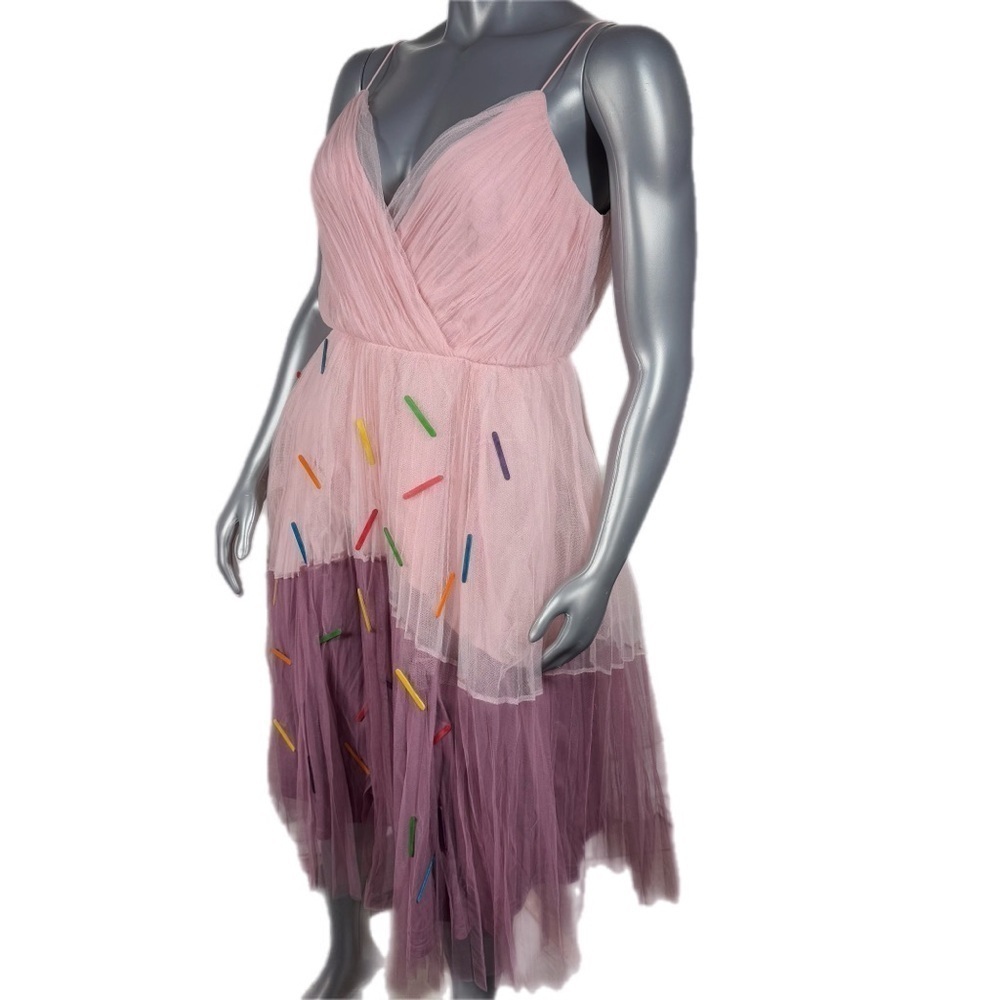 ASOS Pink and Purple Midi Tulle Dress with High-Low Hem & Custom Detailed - Picture 8 of 12